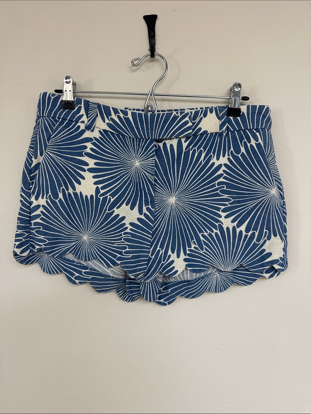 J. Crew Factory Blue Floral Scalloped Shorts